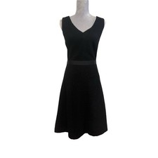 Isaac Mizrahi Black Wool Blend Boucle Fit & Flare Dress 4 Ribbon Waist LBD