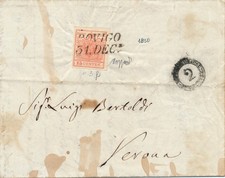 Lombardo Veneto 1850 Lettera Rovigo-Venezia 15 c. n.3F firmato Caffaz