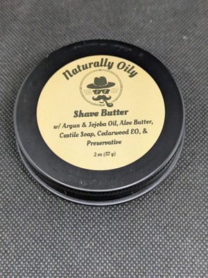 Naturally Oily Shave Butter Argan Jojoba Aloe Castile Cedarwood 2 oz