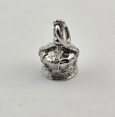 Vintage Sterling Silber Königskrone Charm Anhänger 3D König Königin Krone - 2,3g