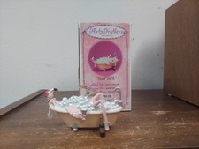 Flirty Feathers Bird Bath Pink Flamingo Ornament Box  Tag Margaret Le Van VGUC