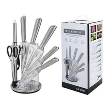 9-Piece Stainless Steel Knife Set Kitchen Chef Utility Scissors Sharpener Hom...