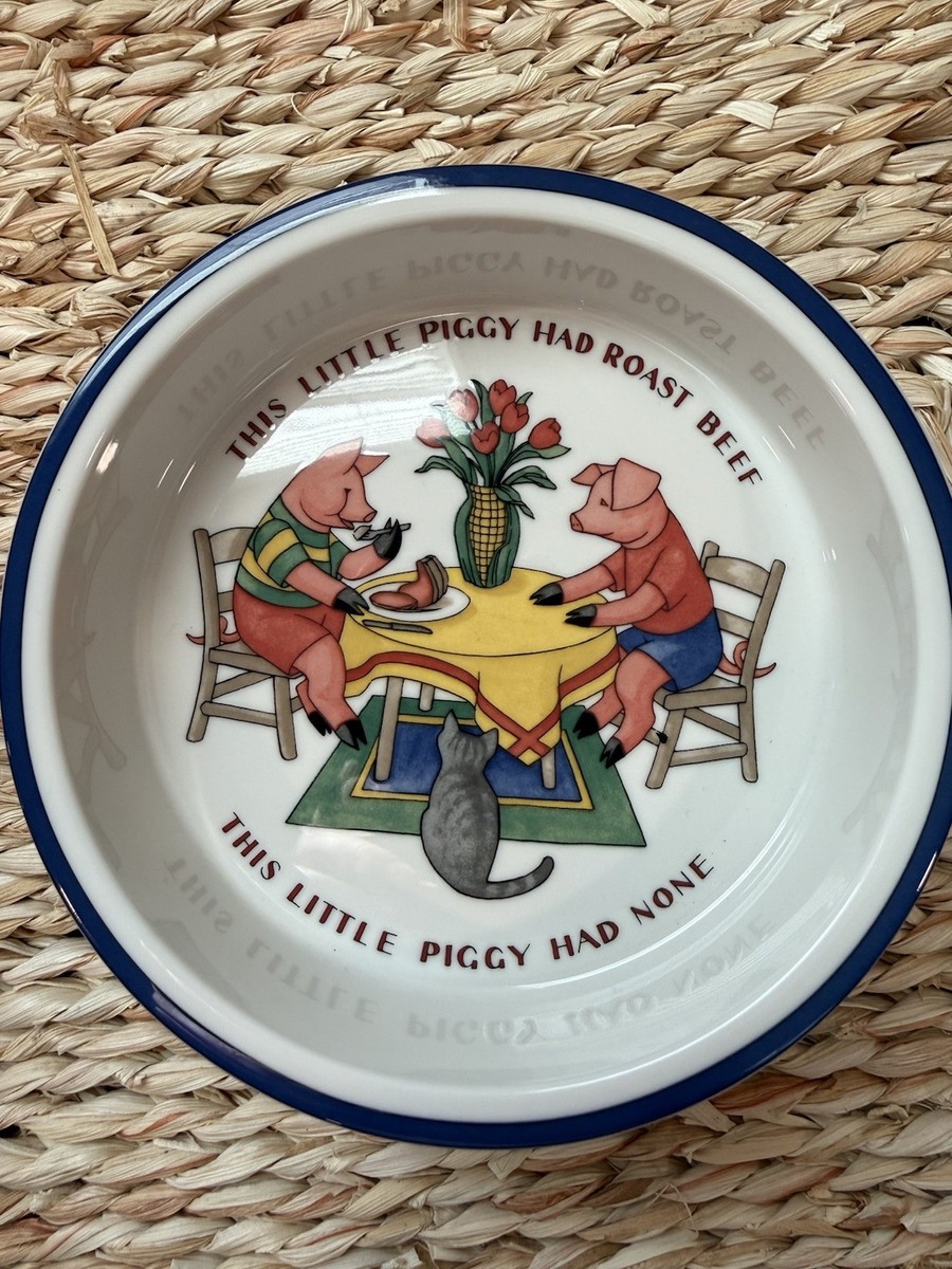 1992 Tiffany & Co. Five Little Pigs 3 Piece Baby Set Cup, Saucer