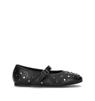 Bunte Damen Ballerina schwarz Naturleder VA-817055-NRO-A101431