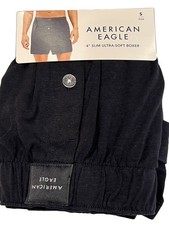 NWT AMERICAN EAGLE 4" Slim Ultra Soft Boxer Sz S Solid Black 79