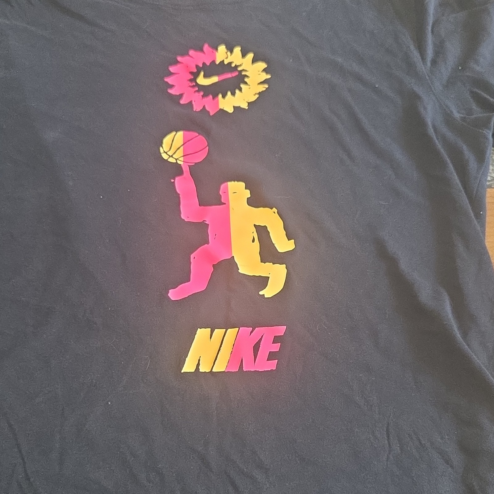 Nike Dri-FIT Basketball T-Shirt Small Black Neon Pop Art Keith Haring Style image 2