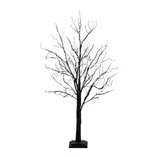 4' Pre-Lit Halloween Black Twig Artificial Tree with Orange Purple LED Lights