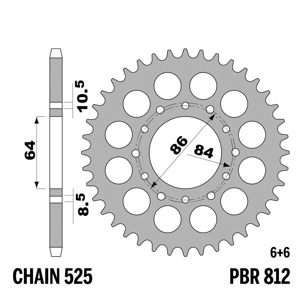 Pignon arrière PBR 43 dents en acier pour moto Suzuki GT 250 de 1976 à 1978 pas 525