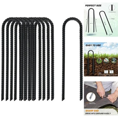 8'' Heavy Duty Rebar Stakes U-Hook Metal Garden Tent Landscape Ground Anchors 10x