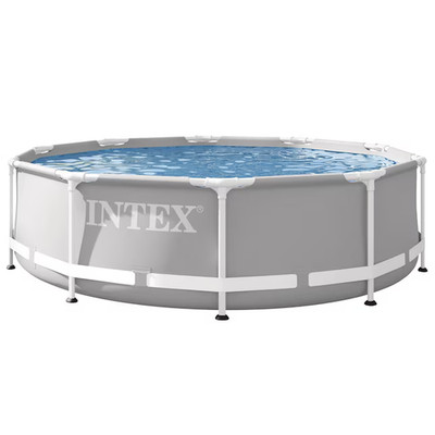 Intex 10 Feetx30 Inches Prism Metal Frame Round Outdoor Above Ground Swimming 