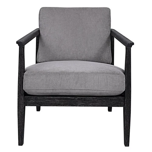 Uttermost Brunei Solid Wood Accent Chair with A Curved Open Back Design in Gray - Picture 3 of 9