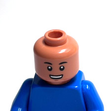 Lego - Minifigure Head - Dual Sided - Dark Tan Skin, Smile / Frown, Teeth