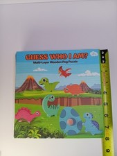 Edujoy Guess Who I Am Multi-Layer Wooden Peg Puzzle Dinosaur Matching Eggs