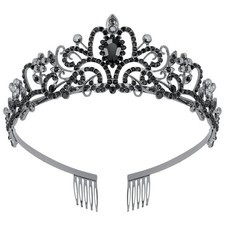 AOPRIE Black Tiaras and Crowns for Women Girls Princess Crystal Crown