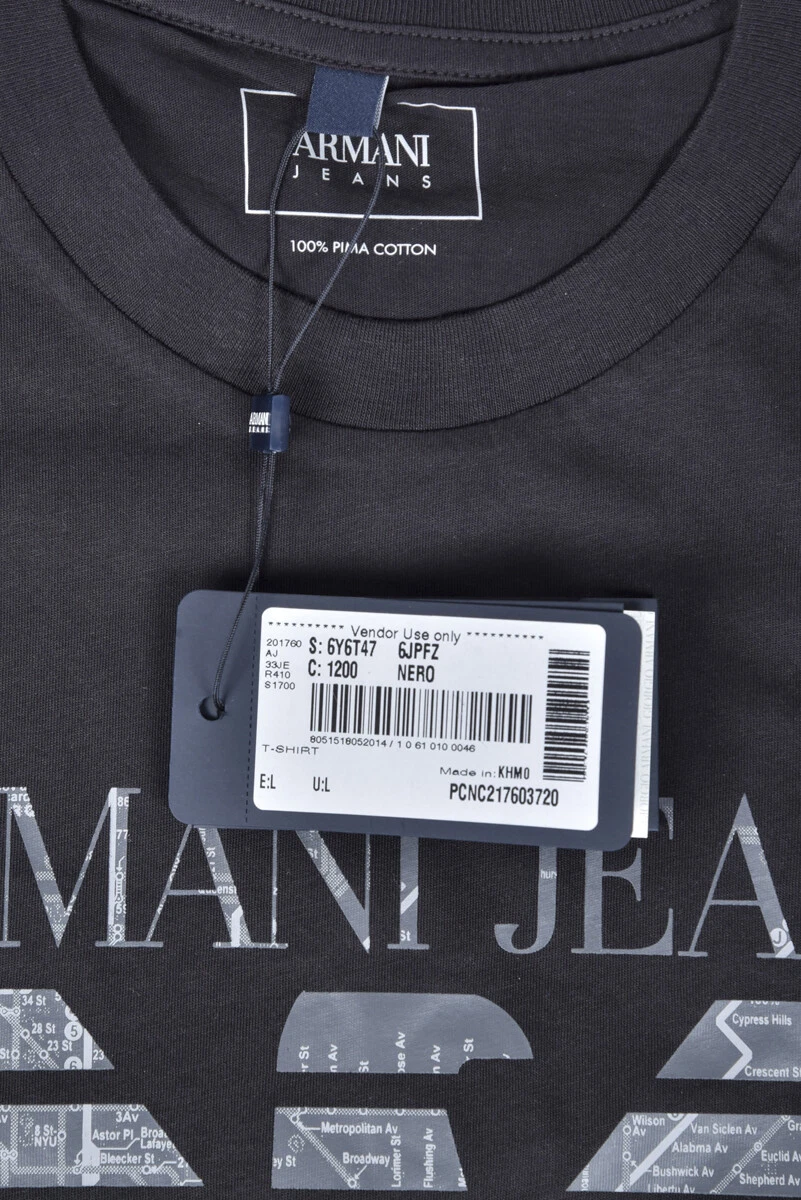 Armani Jeans T Shirt Sweatshirt Man Black 6Y6T476JPFZ 1200 Sz S MAKE OFFER