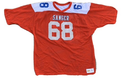 SANGER 68 Mesh Football Jersey Red White Blue Made In USA XL Russell Athletic - Picture 9 of 12