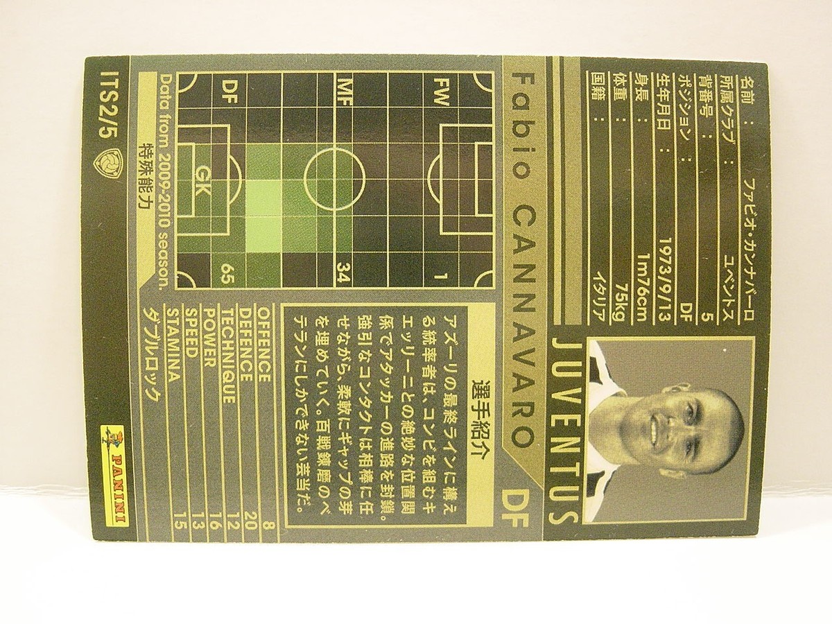 Panini WCCF 2009-10 ITS Fabio Cannavaro 1973 Italy No.5