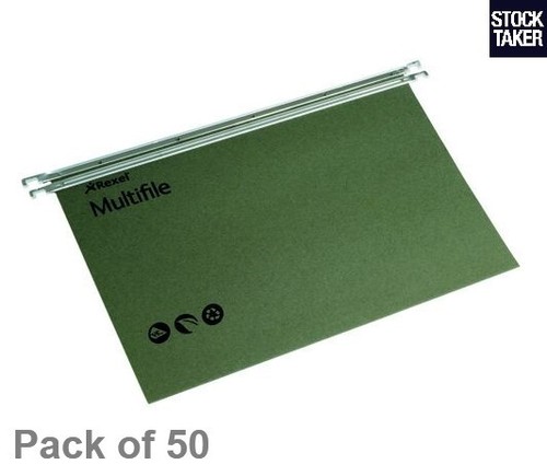 Rexel Suspension Hanging Files A4 (Pack of 50) Green 15mm V Base VAT Invoice - Picture 2 of 4