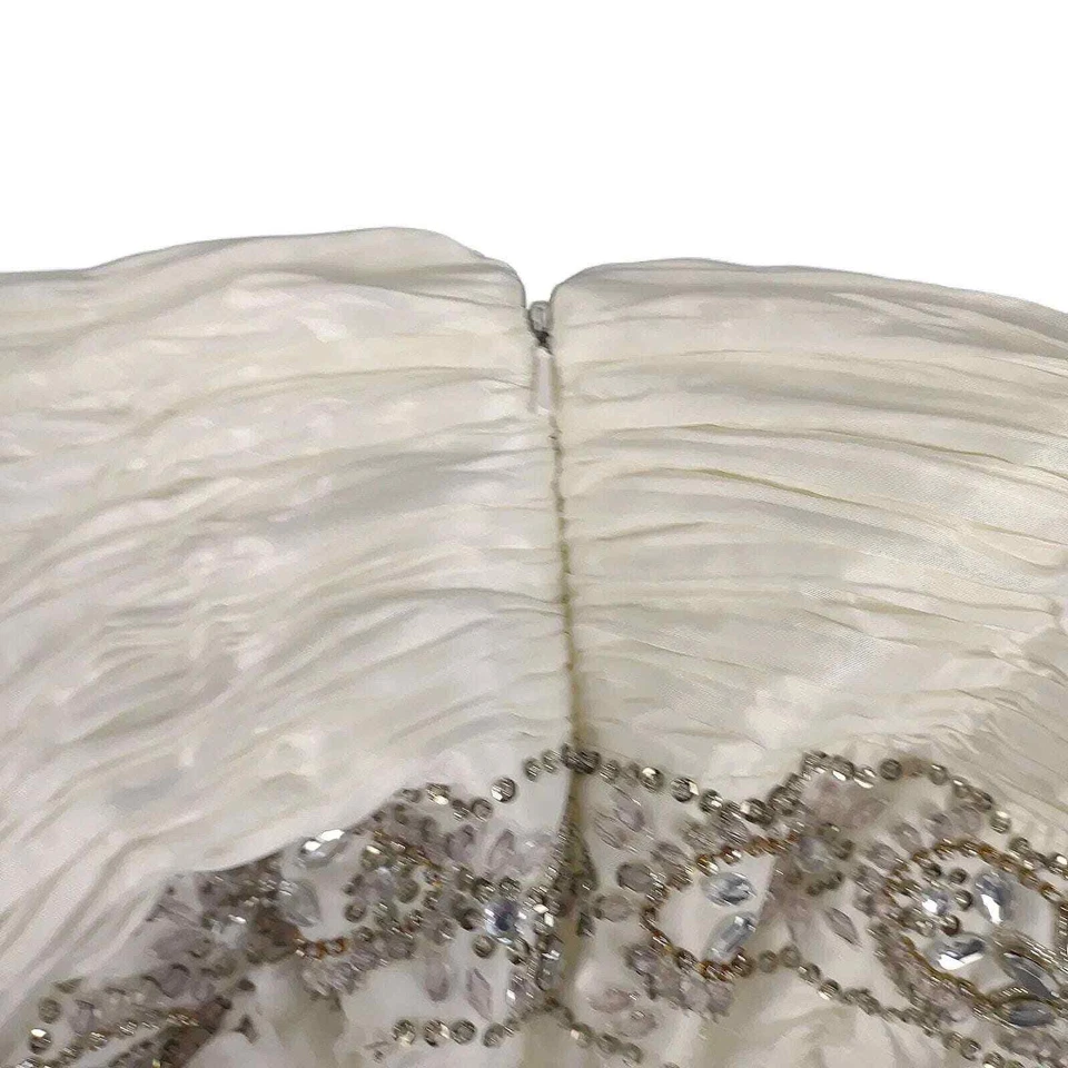 JS Boutique Sz 12 Strapless Bodycon Cocktail Prom Dress, White Roses Rhinestone - Image 3 of 4