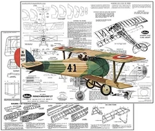 Guillows Model Airplane Plans (FF): Nieuport 27 18" Scale Rubber-Powered