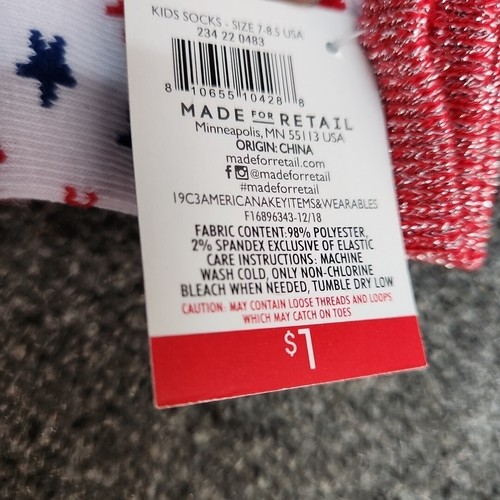 10 Lot New Pairs of Kids Socks Sz 7-8.5 Age 9-11 Cute USA Print Stars & Stripe - Picture 6 of 8
