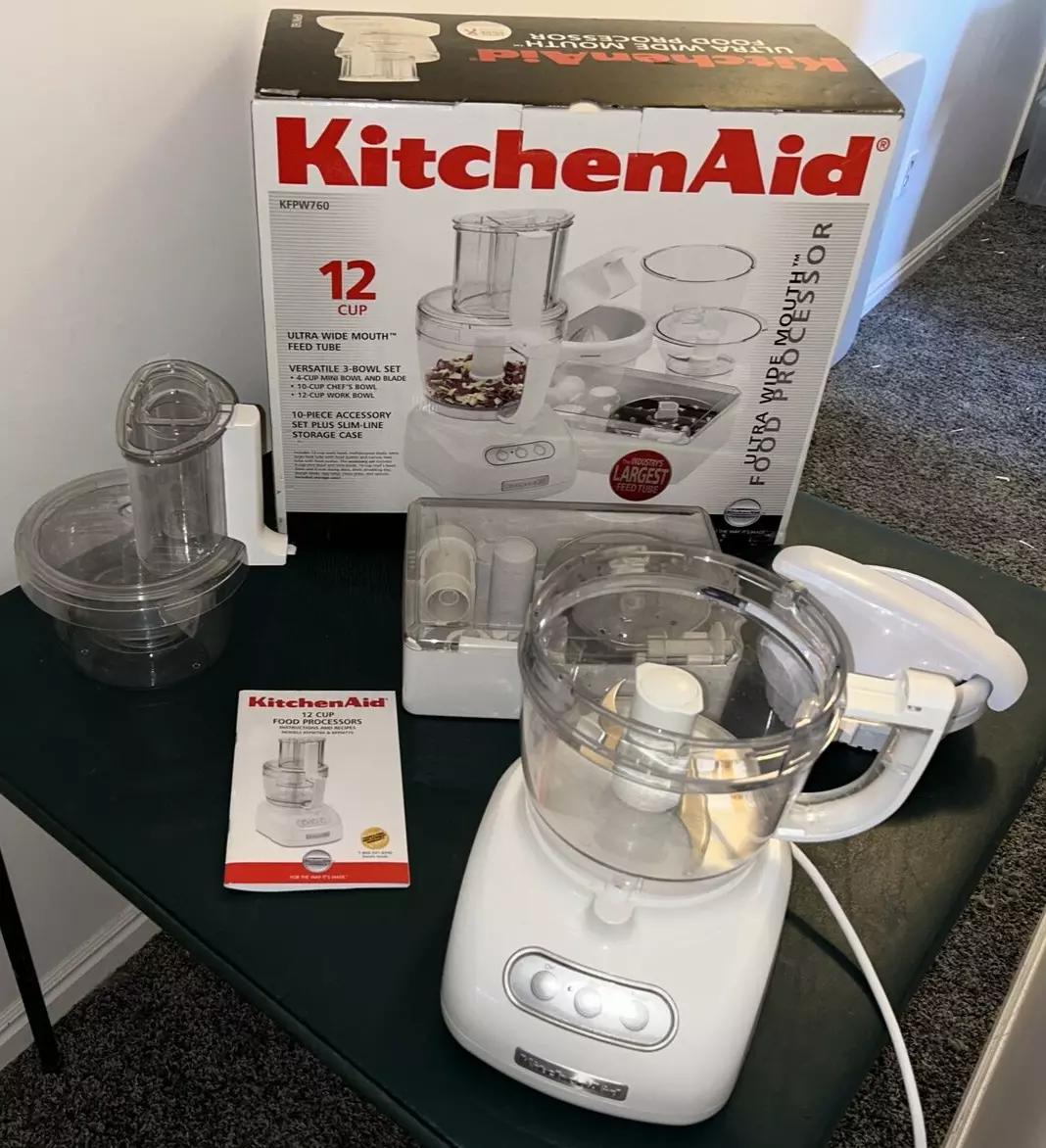 KitchenAid Food Processor Juicer Accessories 12-Cup & 4-Cup Bowls KFPW760  White