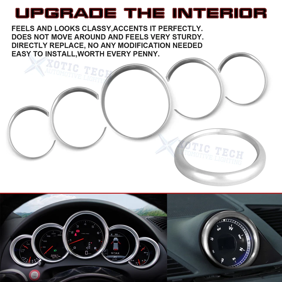 Cuadro medidor tablero reloj anillo moldura para Porsche Cayenne Panamera Foto 3 de 4