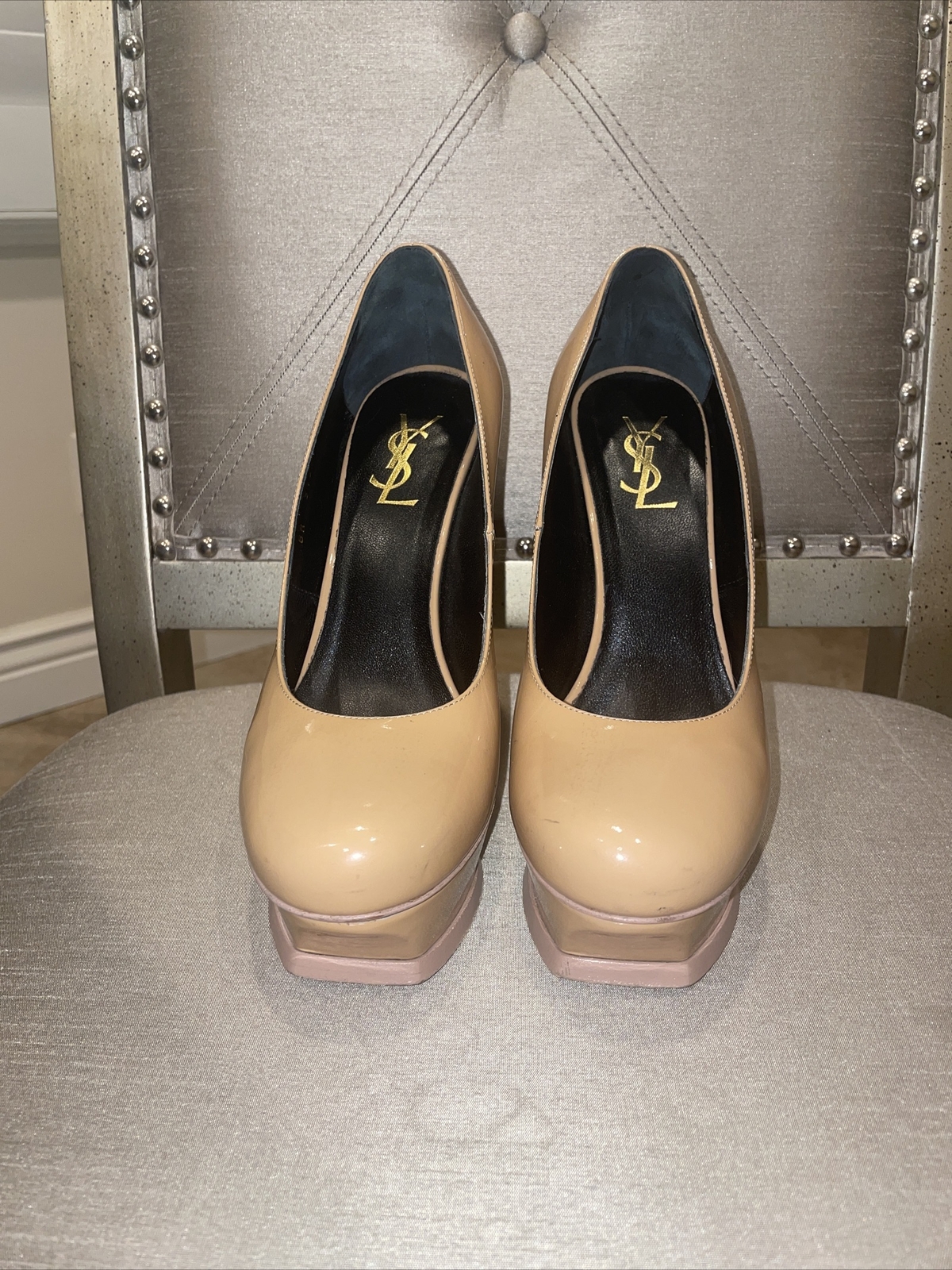 SAINT LAURENT Tacchi YSL beige taglia 39 5