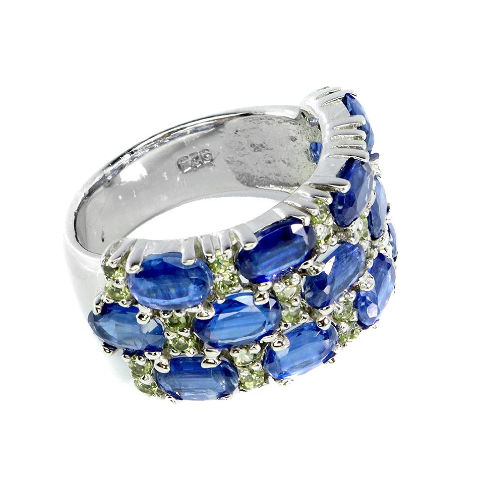 925 Sterlingsilber Ring Oval Kyanit Peridot Natur Edelstein Schmuck Größe 8.5 - Bild 3 von 4
