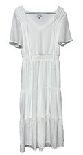 Luxology White Short Sleeve Long Maxi Midi Dress Size M