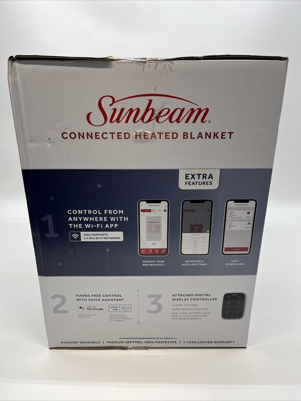 Sunbeam Connected WiFi Heated Electric Blanket, Lofttec, Slate Grey, Queen  | Inox Wind