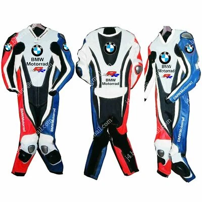 BMW RR Hommes Courses Combinaison de Moto en Cuir Moto en Cuir Veste Pantalon 52 - Photo 1/2