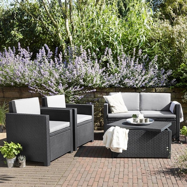 Keter Armona Rattan Garden Sofa Set KTR0053 Grey (4 Piece) for sale