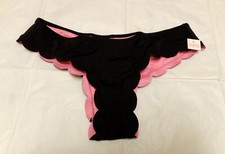 Victoria's Secret PINK Scalloped Mini Bikini Bottom Black NWT S