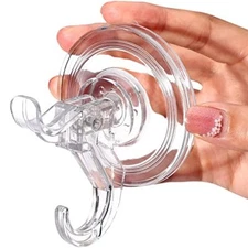 Clear Plastic Suction Cup Hooks Heavy Duty Waterproof Wall Hooks, 5 Pack