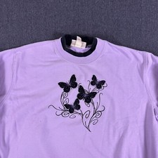 Vintage Top Stitch By Morning Sun Women Embroidered Butterfly Sweatshirt Size PM