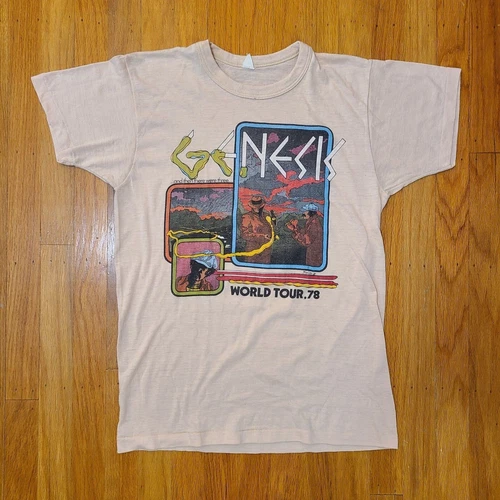 Vintage 1970s Genesis World Tour '78 Band T-Shirt 1970s vintage concert t-shirt, vintage, single stitch, B+ condition