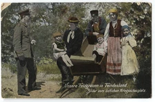 POSTCARD Poland peasants WWI soldier military Feldpost ethnic type folk costume