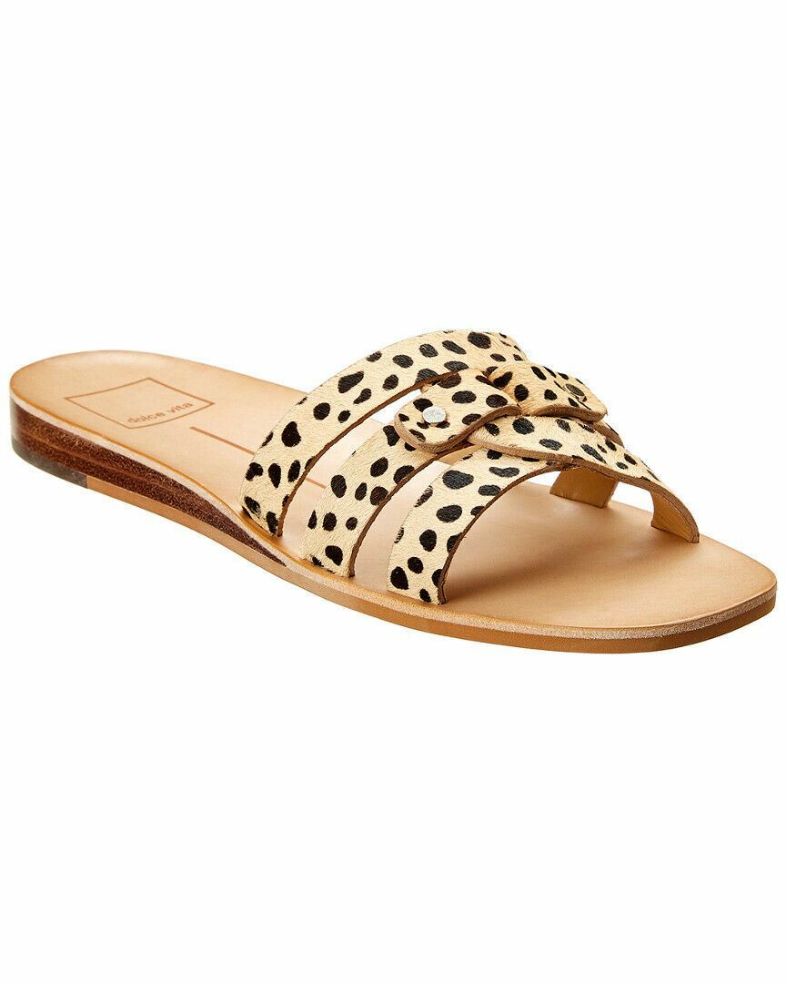 Dolce Vita Women's Cait Slide Sandal Leopard Calf Hair Size 10 US