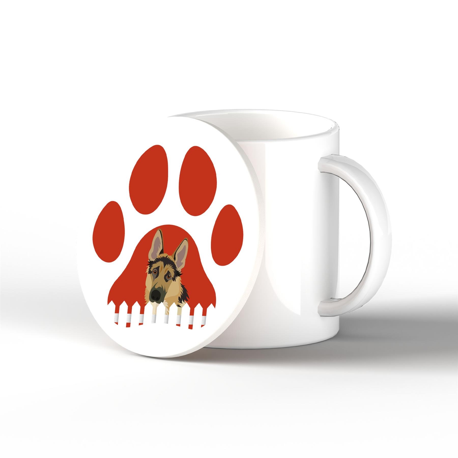 German Shepherd Pawprint Kate Pearson Illustration Ceramic Coaster Dog Gift