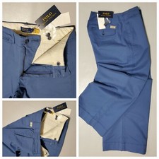  98 POLO RALPH LAUREN ZIP-FLY BLUE CROPPED COTTON WIDE LEG WOMENS CHINO PANT
