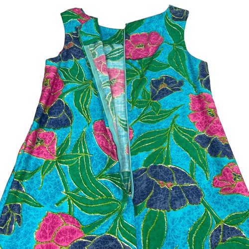 Reef Towers Casual Aire Hawaiian Maxi Dress Floral Vintage 60s Size 14 - Picture 9 of 11
