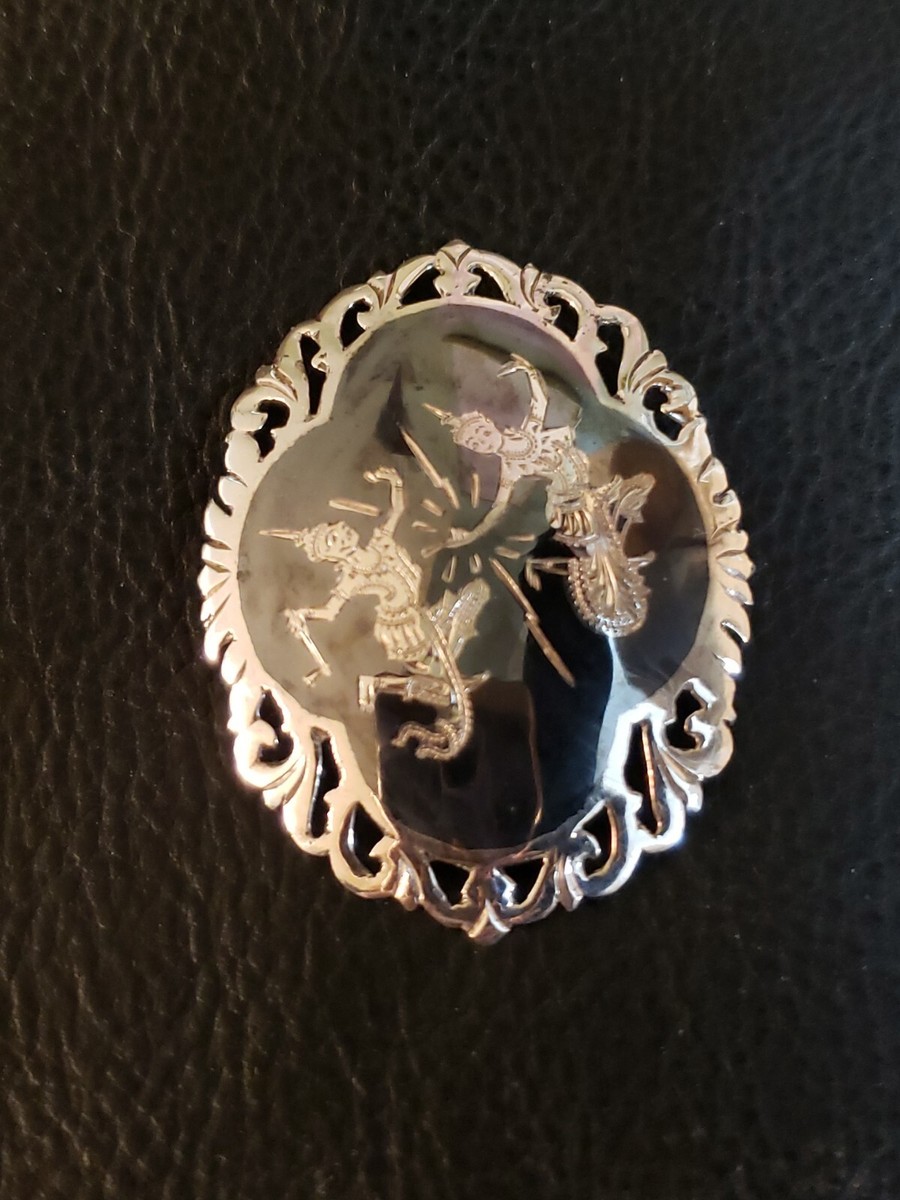 MEXICO SILVER925 孔雀貝 タツノオト シゴ ブローチ シルバー Silver mexican bird brooch - Gem