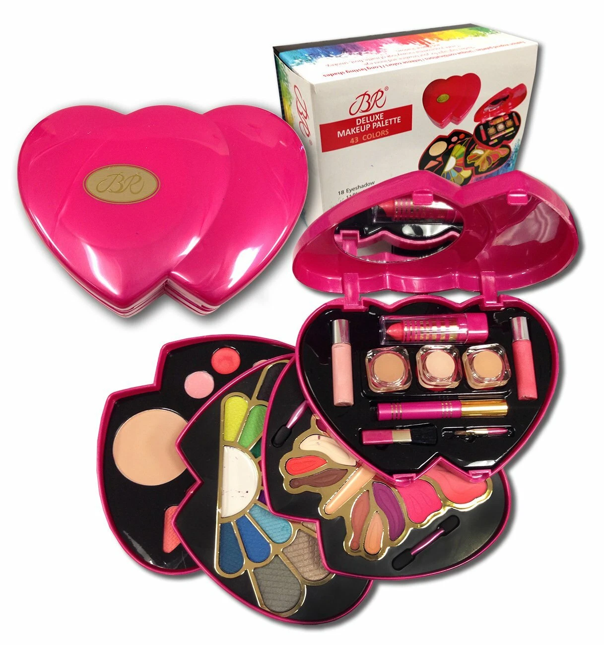 Double Heart Glamour Girl Makeup Color Kit Makeup Palette Eyeshadow 43 colors