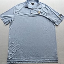 Chase 54 Polo Shirt Mens Large Blue White Stripe Logo PGA Comfort Rugby Casual