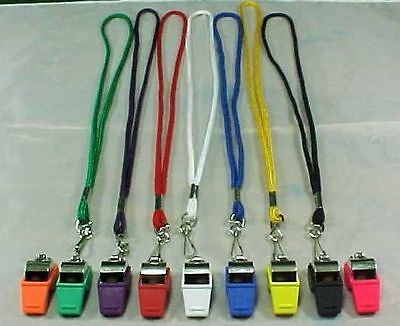 NEW CHROME WHISTLE LANYARD COLORS UMPIRE REFEREE POLICE TEACHER GUARD SECURITY