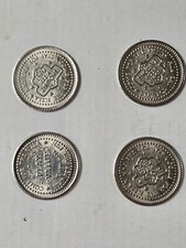 4 Vintage Showbiz Pizza Place Coins - Silver-...