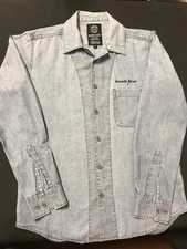 Sunnex Casual Shirt/Button Mens Sz.M-Cotton-Lt Blue Chambray-Long sleeve