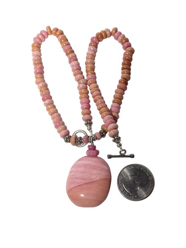 "Collar colgante grande ópalo rosa 18"" + pulsera 8"" se ajusta como 6,5"" LEER Boho" - Imagen 24 de 24