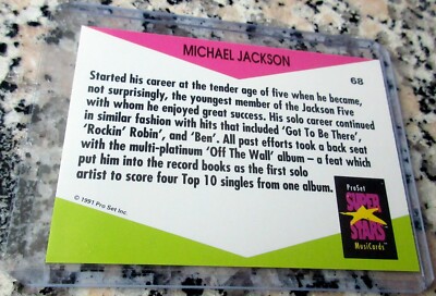 MICHAEL JACKSON 1991 Pro Set RARE Music Card King of Pop Thriller